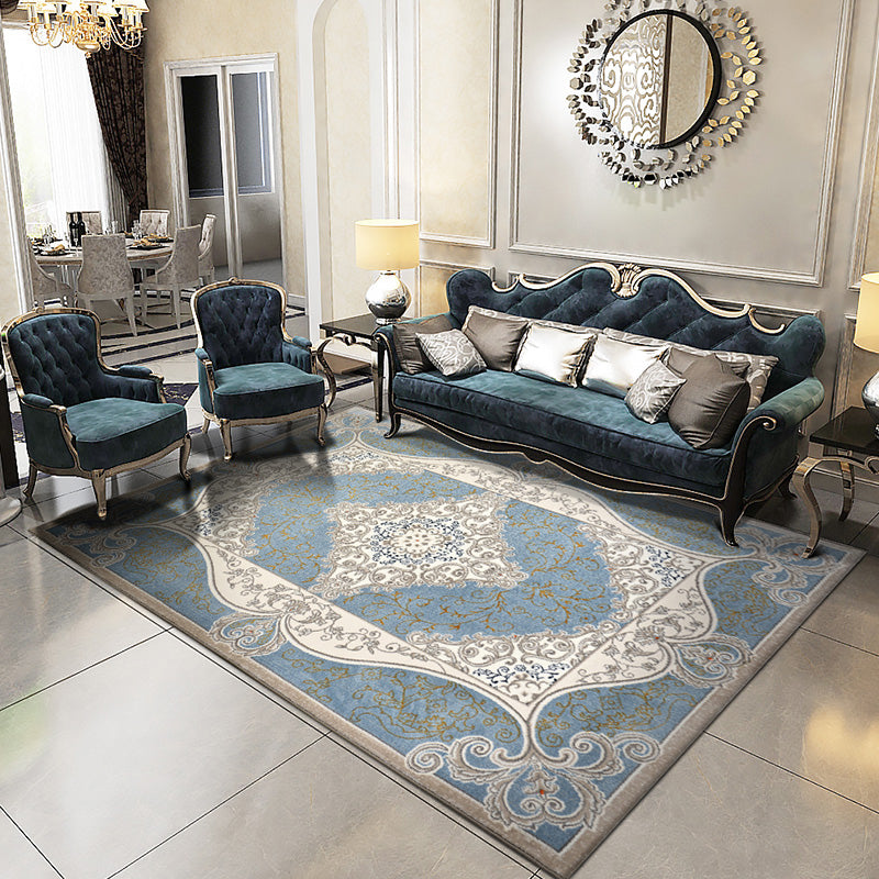 Traditional Area Carpet Bohemian Polyester Carpet Medallion Pattern Stain Resistant Rug for Bedroom
