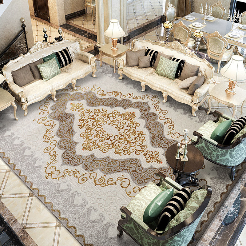 Traditional Area Carpet Bohemian Polyester Carpet Medallion Pattern Stain Resistant Rug for Bedroom