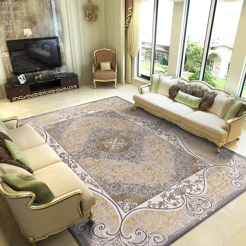 Traditional Area Carpet Bohemian Polyester Carpet Medallion Pattern Stain Resistant Rug for Bedroom