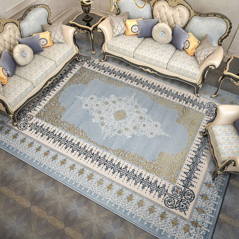 Traditional Area Carpet Bohemian Polyester Carpet Medallion Pattern Stain Resistant Rug for Bedroom