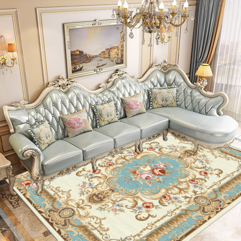 Funky Medallion Print Rug European Style Rug Polyester Stain Resistant Area Carpet for Living Room