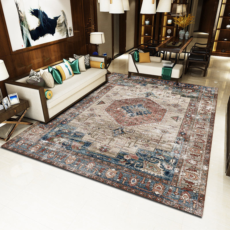 Light Orange Rug Polyester Bohemian Rug Stain Resistant Rug for Living Room