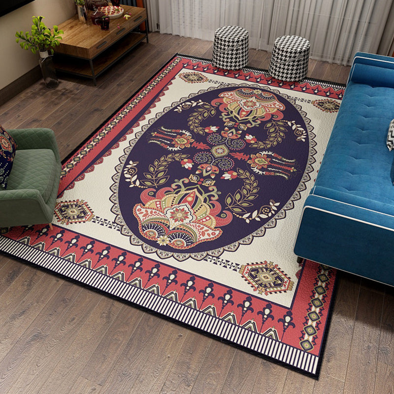 Orange Bohemian Rug Polyester Graphic Rug Non-Slip Backing Rug for Home Decor