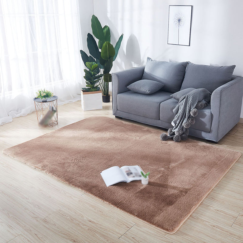 Minimalist Solid Color Carpet Funky Washable Rug Polyester Stain Resistant Area Rug for Living Room