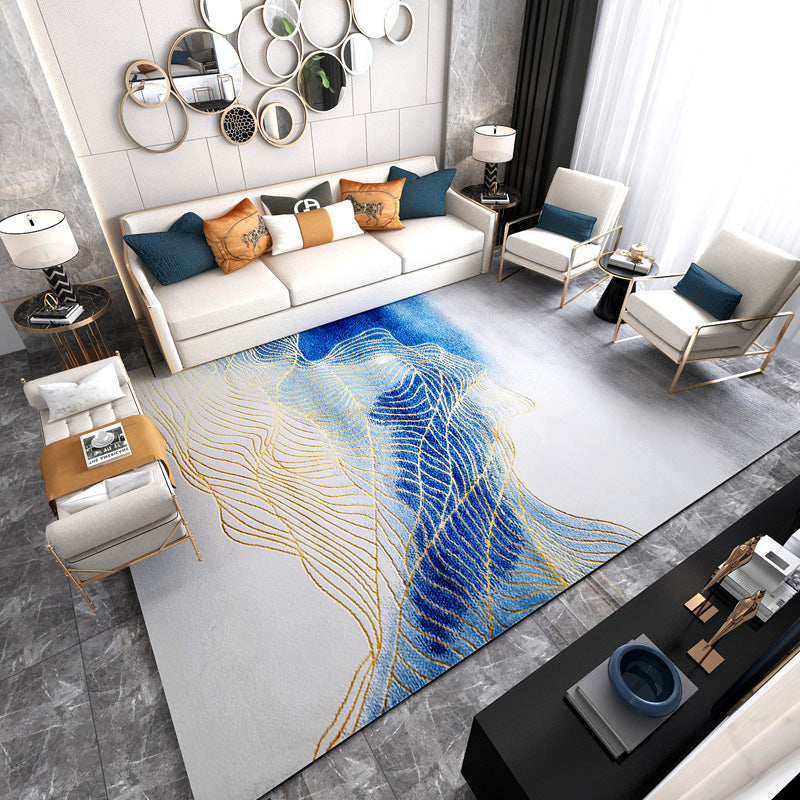 Fancy Modern Area Carpet Abstract Pattern Polyester Area Rug Stain Resistant Rug for Hime Decor