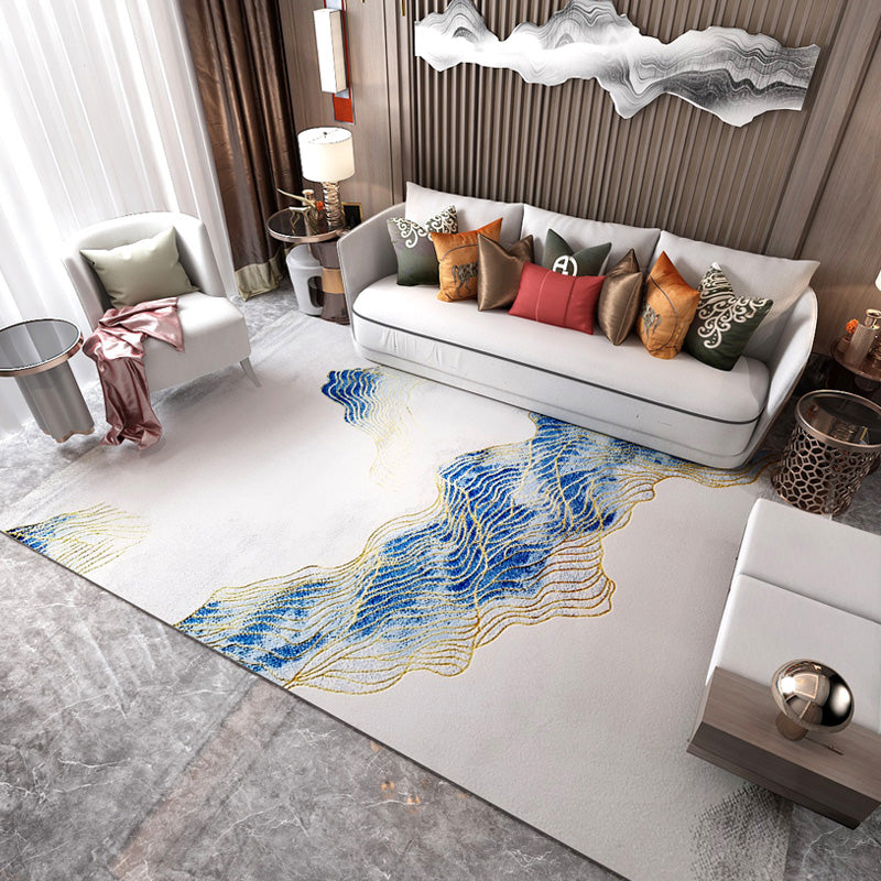 Fancy Modern Area Carpet Abstract Pattern Polyester Area Rug Stain Resistant Rug for Hime Decor