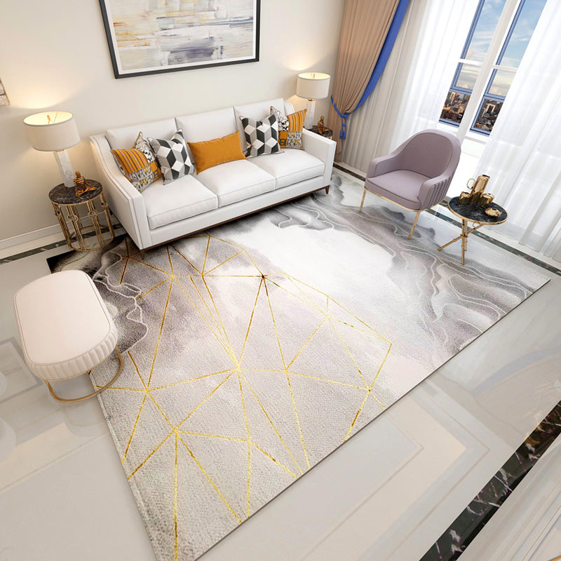 Fancy Modern Area Carpet Abstract Pattern Polyester Area Rug Stain Resistant Rug for Hime Decor