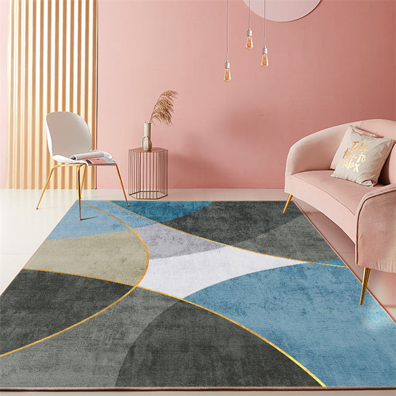 Modern Abstract Art Carpet Polyester Area Rug Non-Slip Backing Indoor Carpet for Living Room