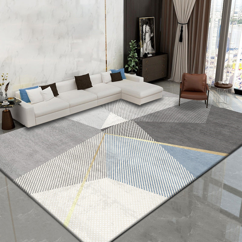 Grey Modern Rug Blended Graphic Rug Non-Slip Backing Rug for Home Decor