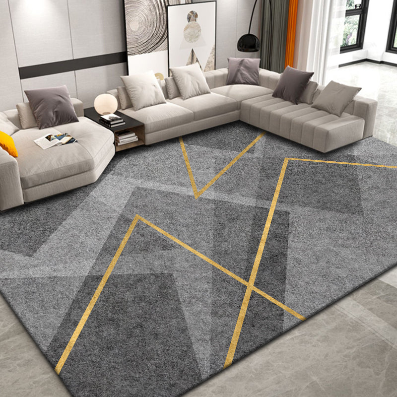Grey Modern Rug Blended Graphic Rug Non-Slip Backing Rug for Home Decor