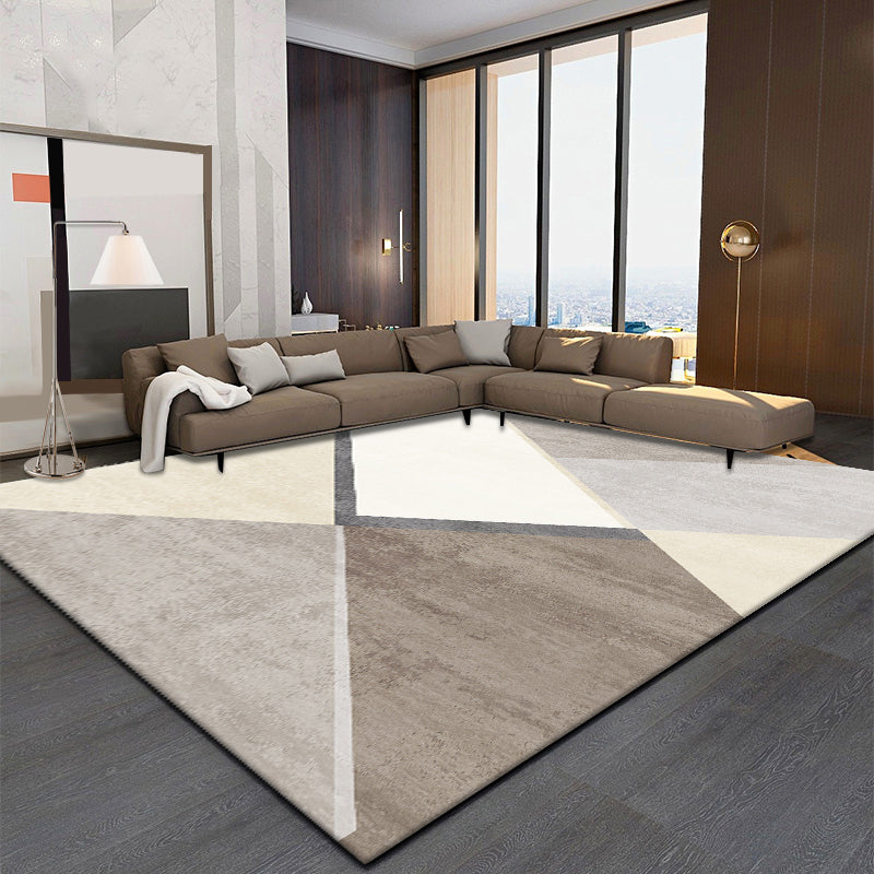 Grey Modern Rug Blended Graphic Rug Non-Slip Backing Rug for Home Decor