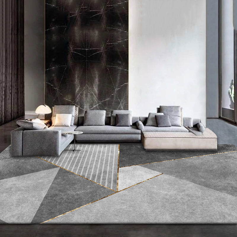 Grey Contemporary Rug Blending Graphic Rug Non-Slip Backing Rug for Home Decor