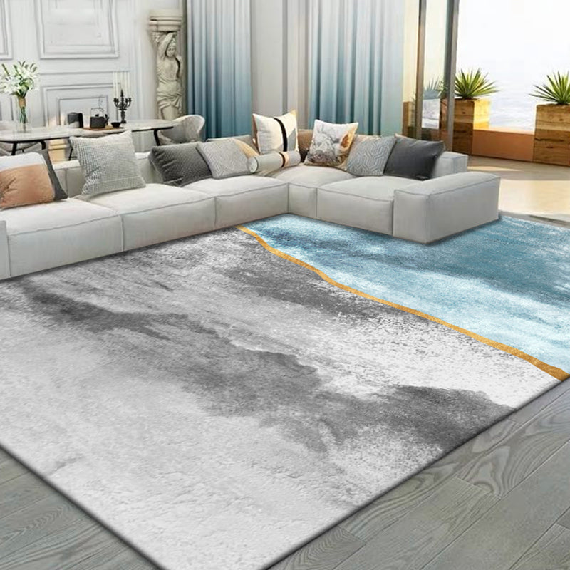 Grey Contemporary Rug Blending Graphic Rug Non-Slip Backing Rug for Home Decor