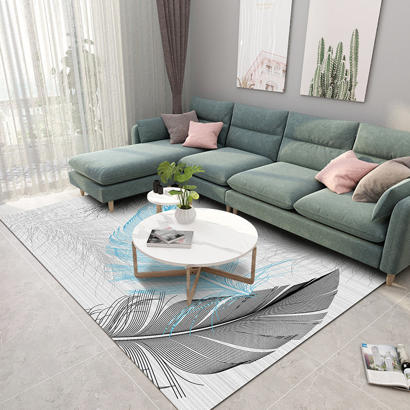Contemporary Polyester Rug Abstract Pattern Rug Stain Resistant Area Carpet for Living Room