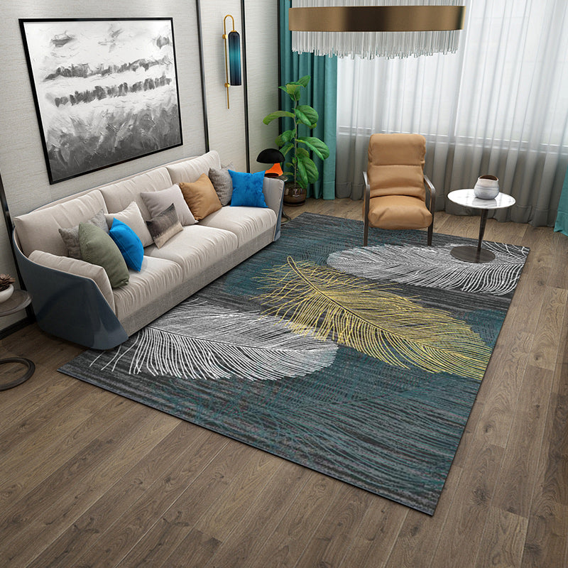 Contemporary Polyester Rug Abstract Pattern Rug Stain Resistant Area Carpet for Living Room