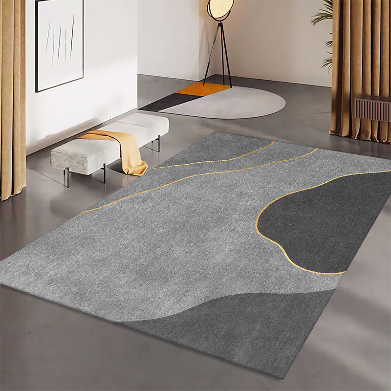 Dark Grey Rug Blending Graphic Rug Non-Slip Backing Rug for Living Room