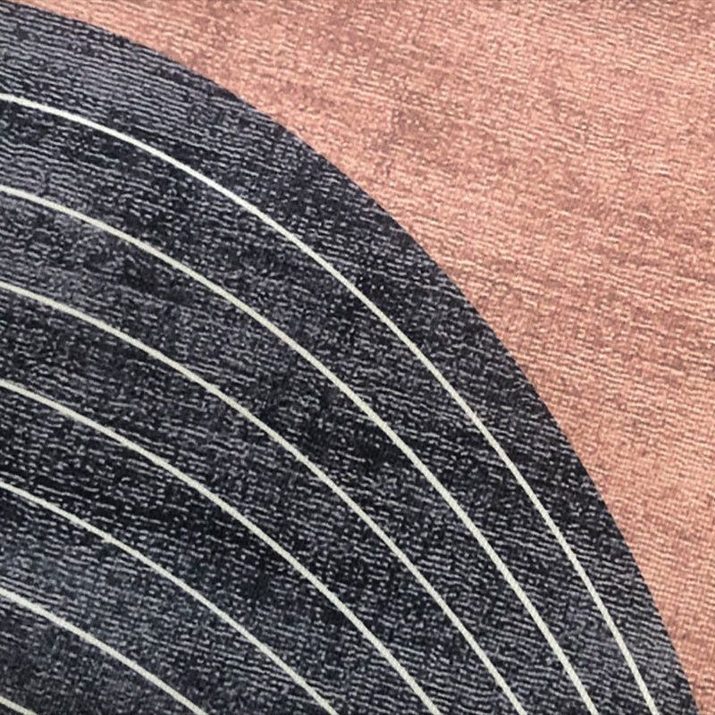 Light Orange Simple Rug Polyester Line Rug Washable Indoor Rug for Living Room