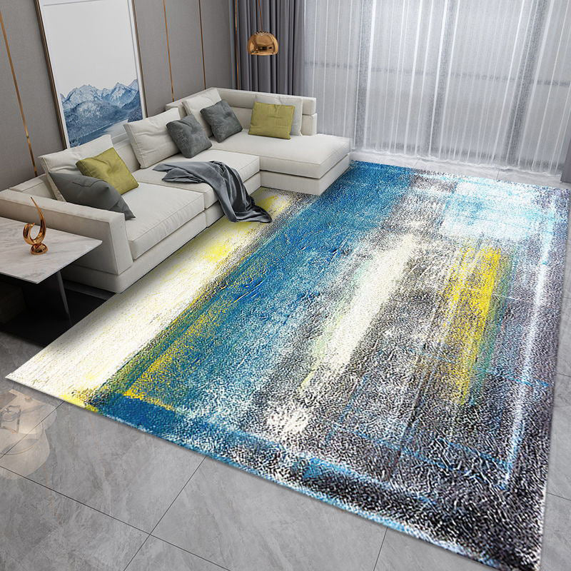 Black Nordic Rug Polyester Abstract Rug Non-Slip Backing Rug for Home Decor