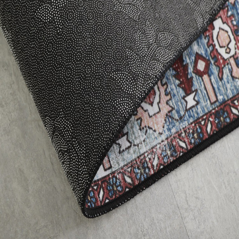 Black Nordic Rug Polyester Abstract Rug Non-Slip Backing Rug for Home Decor