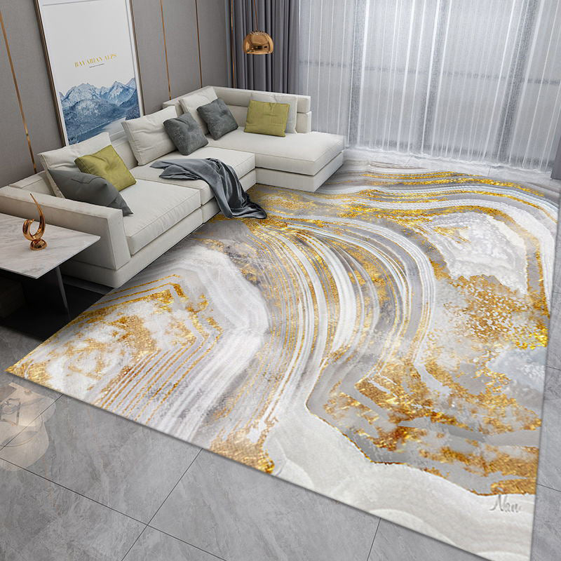 Black Nordic Rug Polyester Abstract Rug Non-Slip Backing Rug for Home Decor