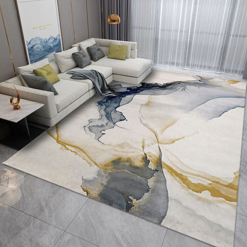 Black Nordic Rug Polyester Abstract Rug Non-Slip Backing Rug for Home Decor