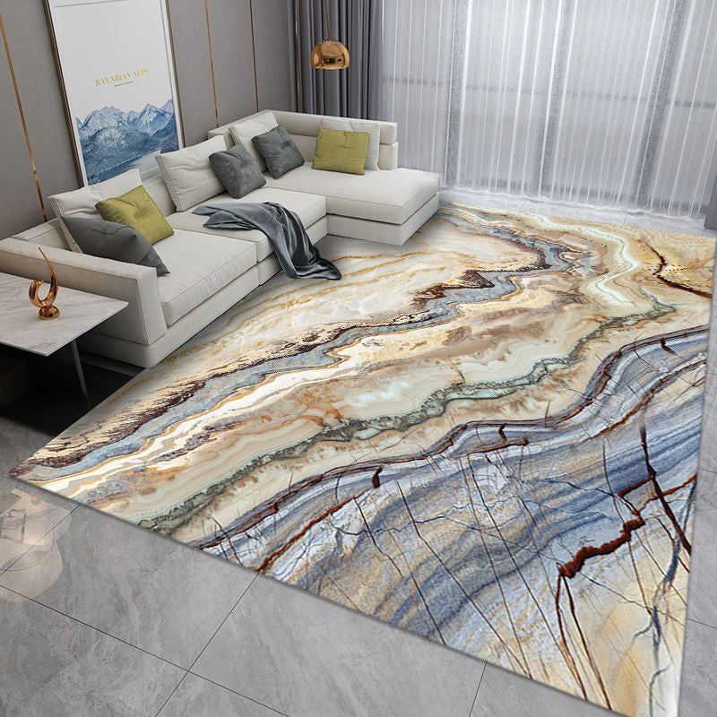 Black Nordic Rug Polyester Abstract Rug Non-Slip Backing Rug for Home Decor