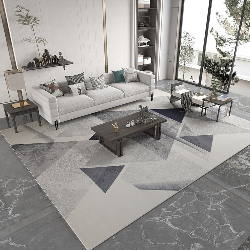 Grey Abstract Pattern Rug Modern Polyester Area Carpet Stain Resistant Area Carpet for Living Room