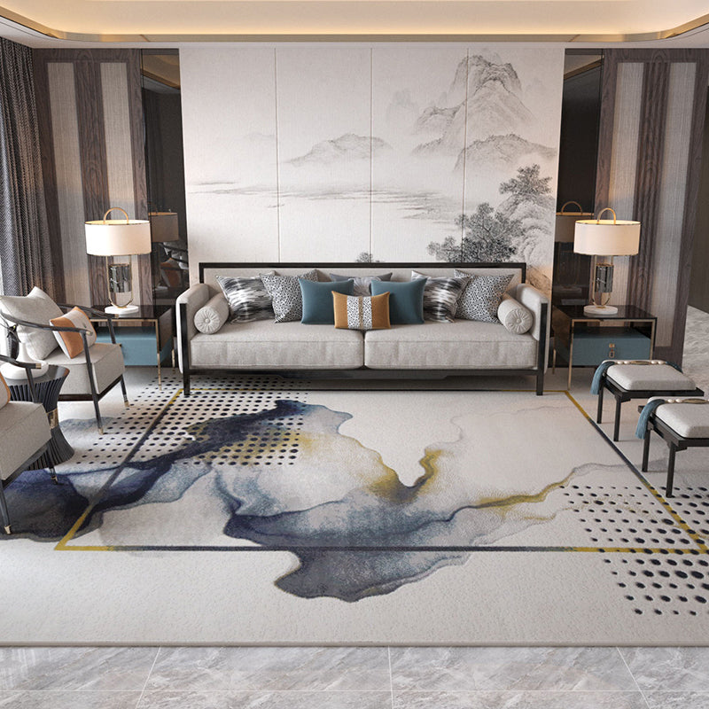 Grey Abstract Pattern Rug Modern Polyester Area Carpet Stain Resistant Area Carpet for Living Room