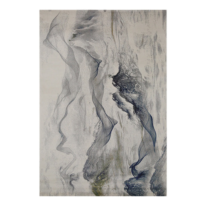 Grey Abstract Pattern Rug Modern Polyester Area Carpet Stain Resistant Area Carpet for Living Room