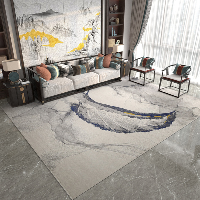 Grey Abstract Pattern Rug Modern Polyester Area Carpet Stain Resistant Area Carpet for Living Room