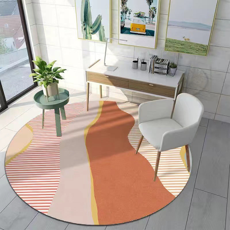 Light Green Simplicity Rug Polyester Circle Rug Washable Rug for Home Decor