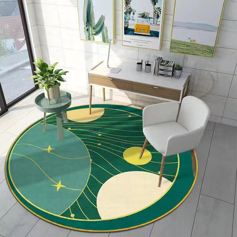 Light Green Simplicity Rug Polyester Circle Rug Washable Rug for Home Decor