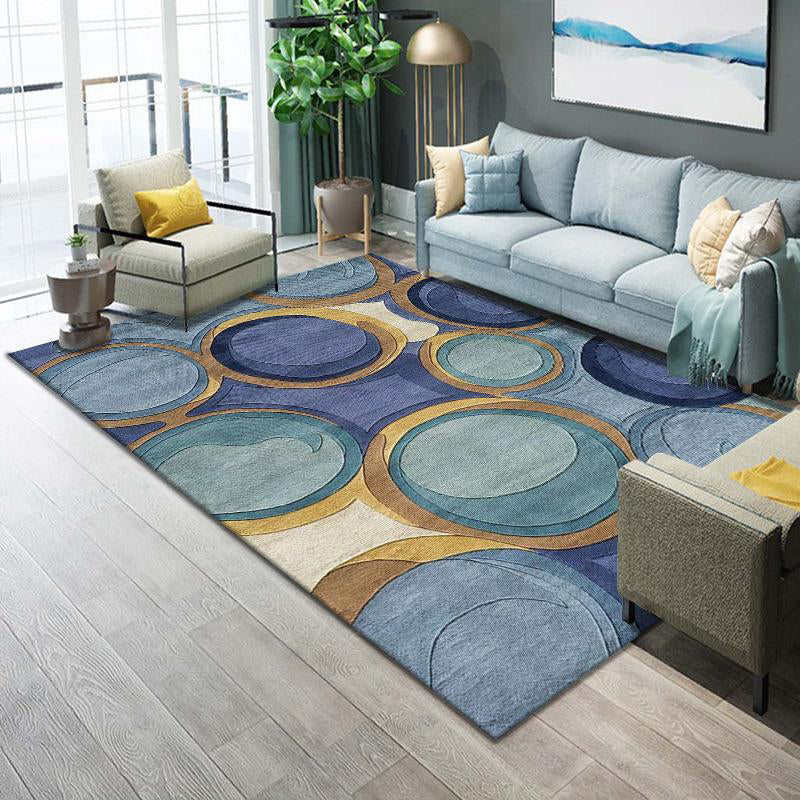 Orange Modern Rug Polyester Abstract Rug Non-Slip Backing Rug for Home Decoration