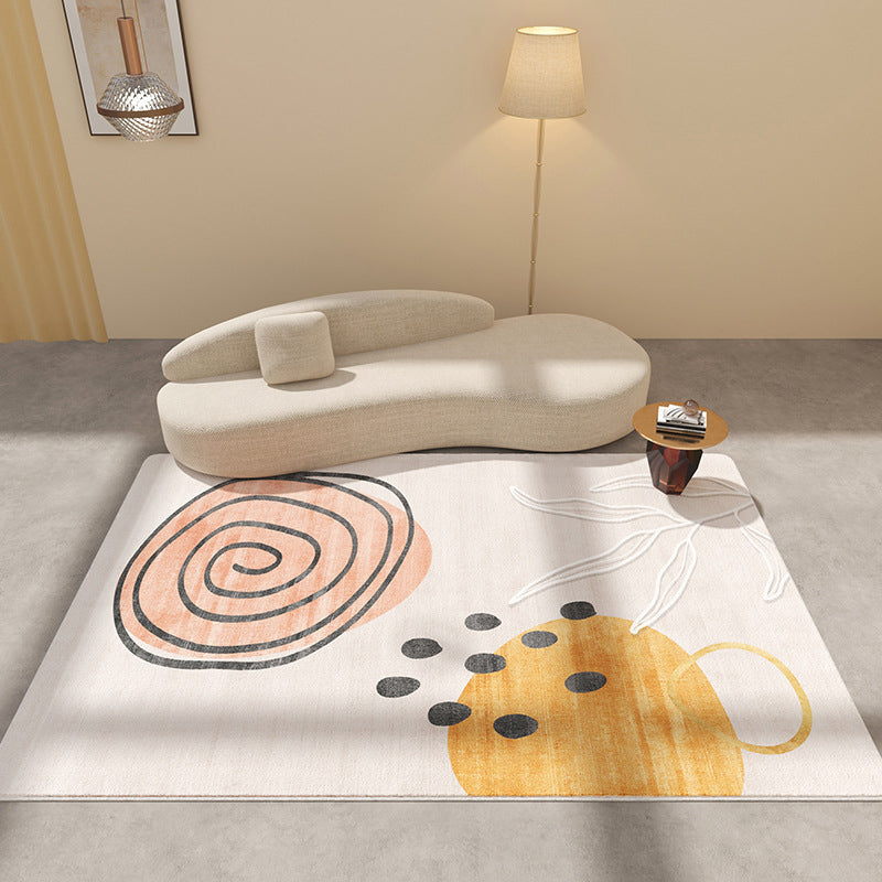 Dark Green Rug Polyester Color Block Rug Non-Slip Backing Rug for Living Room