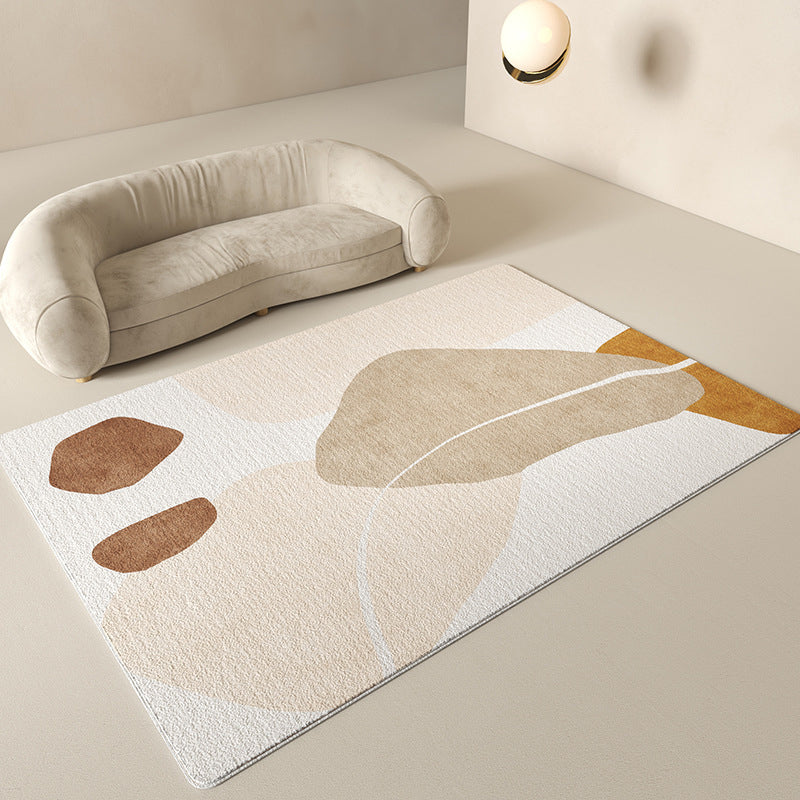 Dark Green Rug Polyester Color Block Rug Non-Slip Backing Rug for Living Room