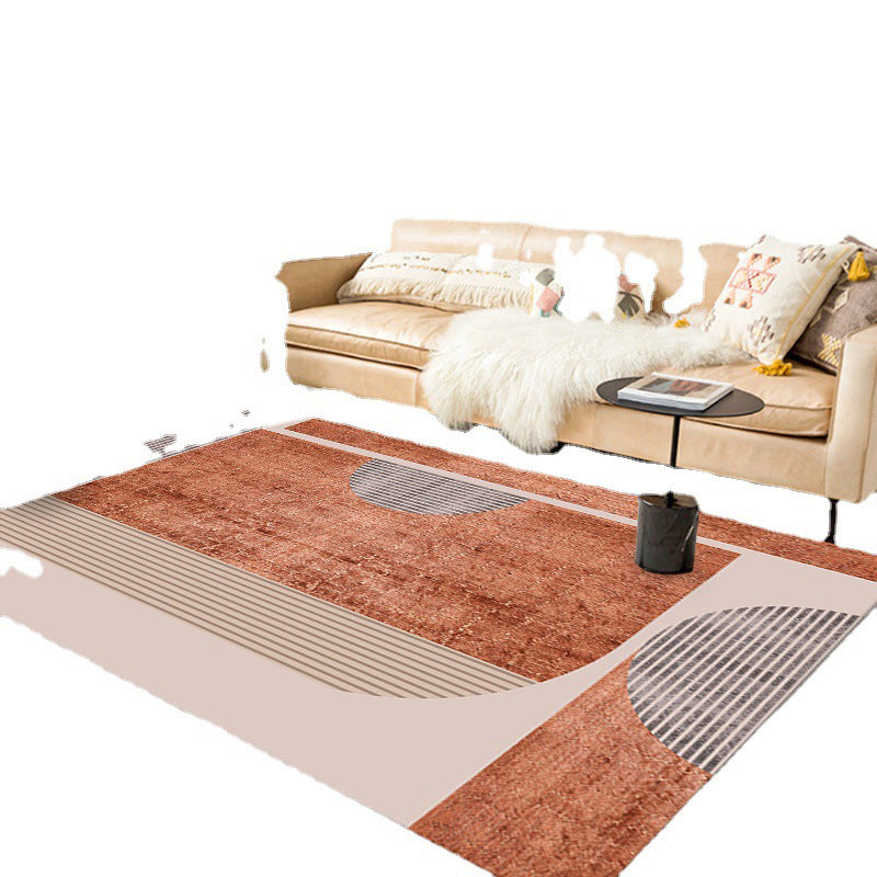 Orange Modern Rug Polyester Semicycle Rug Non-Slip Backing Rug for Home Decor