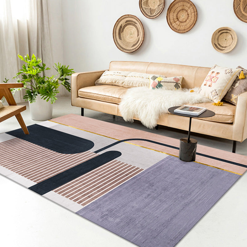 Orange Modern Rug Polyester Semicycle Rug Non-Slip Backing Rug for Home Decor