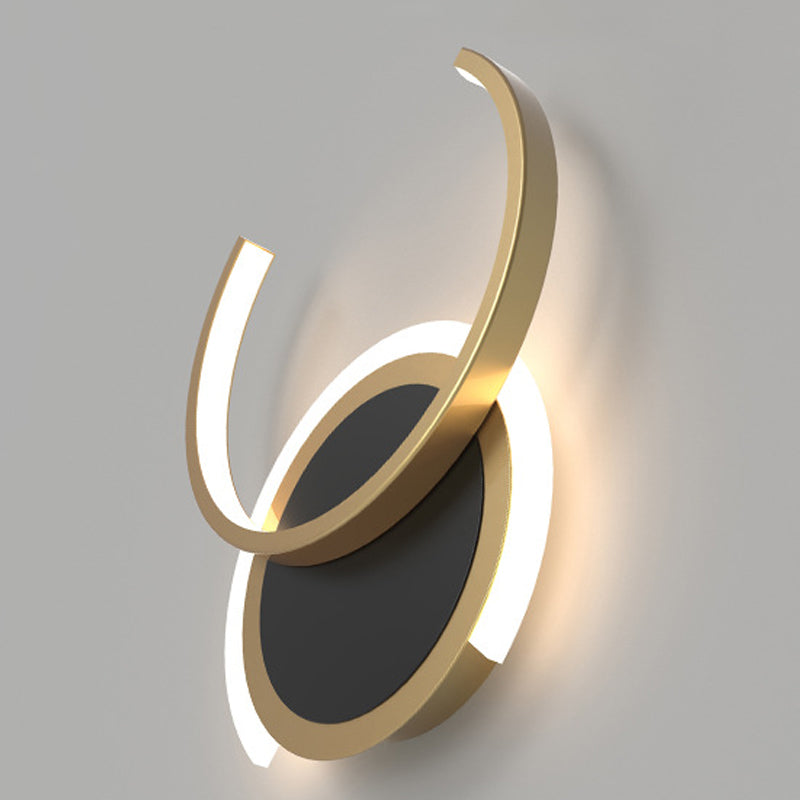 Nordic Modern Style Geometry Shade Wall Sconce Metal 2 Light Sconces in Black for Corridor