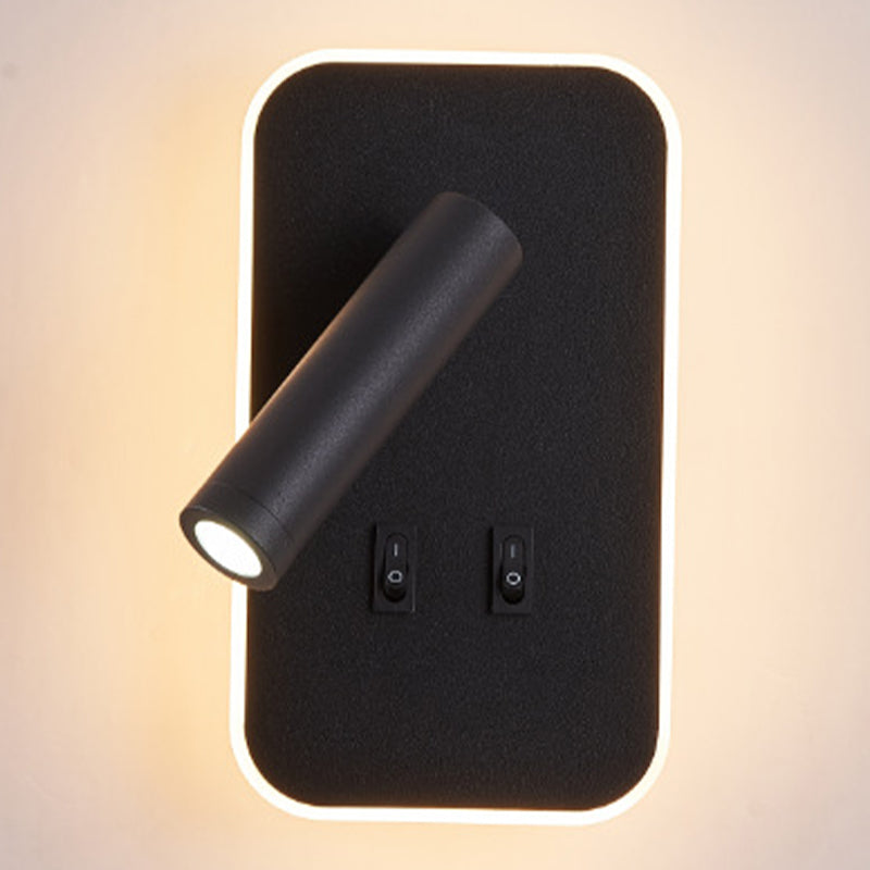 Modern Concise LED Reading Wall Lamp Iron Geometric Wall Light with Acrylic Shade