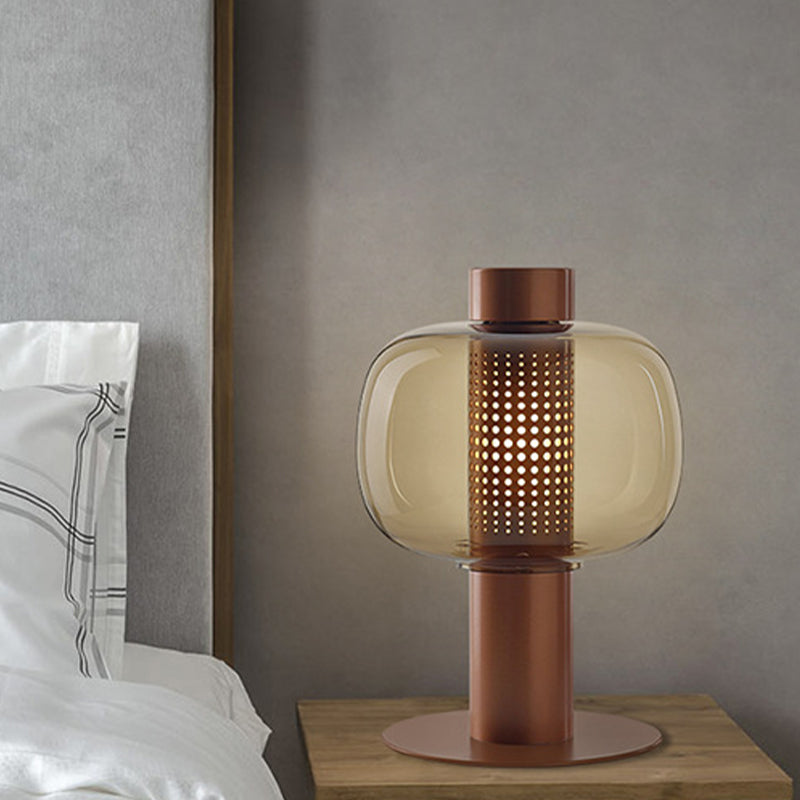 Modern Creative Table Lamp Lacquered Iron Indoor Table Lamps with Glass Shade