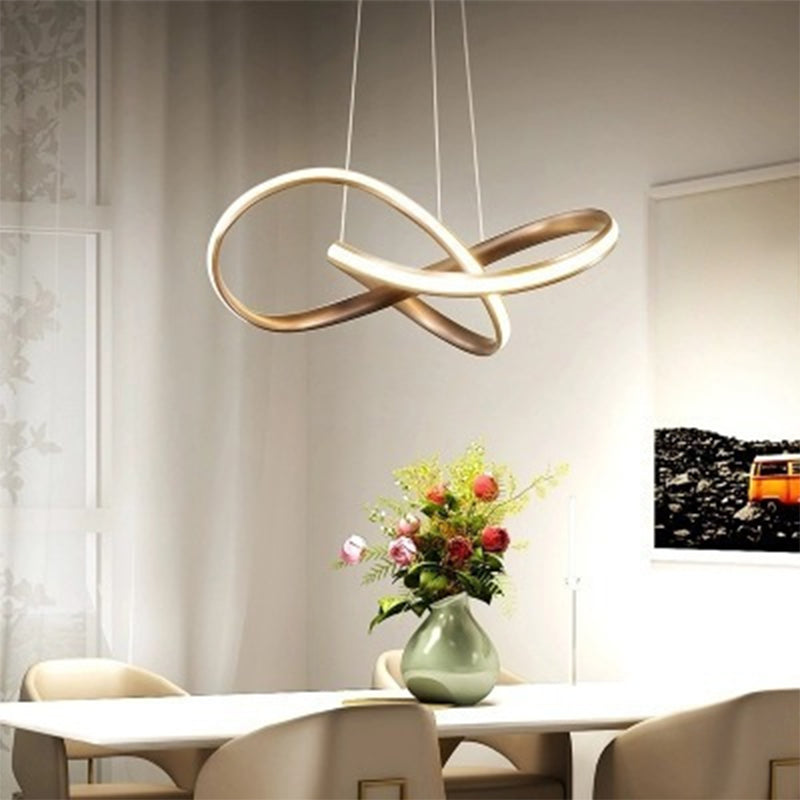 Siliconen LED lineaire hangende lamp in moderne eenvoud gelakte aluminium kroonluchter voor eetkamer