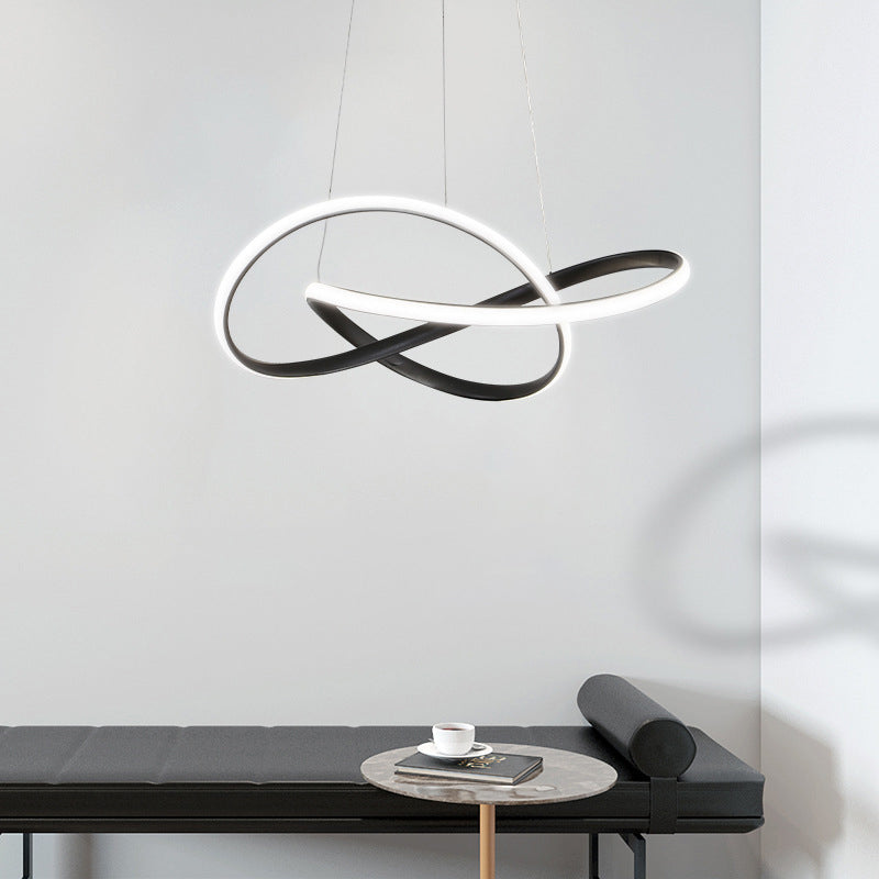Siliconen LED lineaire hangende lamp in moderne eenvoud gelakte aluminium kroonluchter voor eetkamer