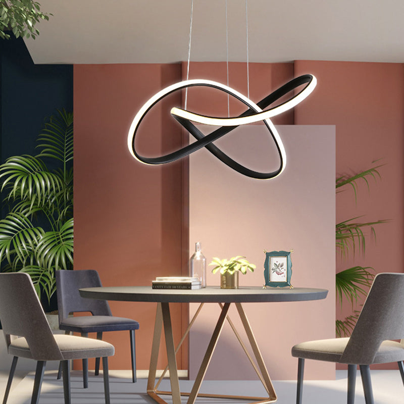 Siliconen LED lineaire hangende lamp in moderne eenvoud gelakte aluminium kroonluchter voor eetkamer