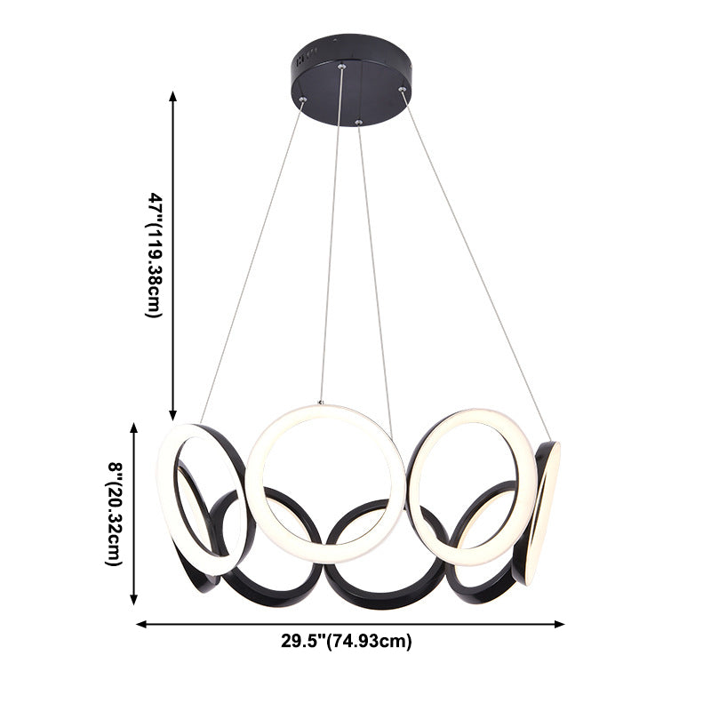 Elektroplate aluminium led kroonluchter in moderne eenvoud acryl circulaire hanglamp in zwart