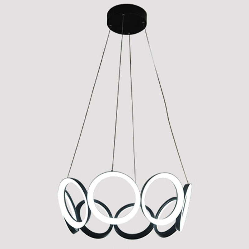 Elektroplate aluminium led kroonluchter in moderne eenvoud acryl circulaire hanglamp in zwart