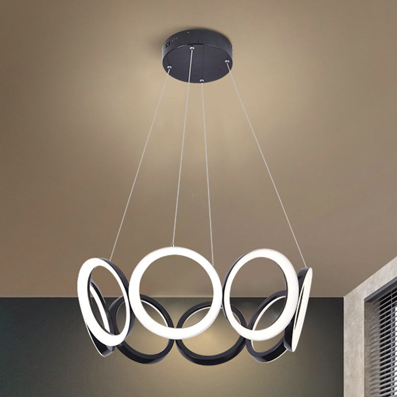Elektroplate aluminium led kroonluchter in moderne eenvoud acryl circulaire hanglamp in zwart