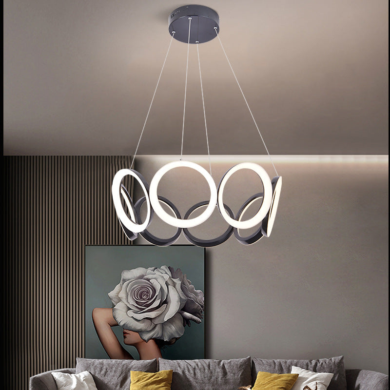 Elektroplate aluminium led kroonluchter in moderne eenvoud acryl circulaire hanglamp in zwart
