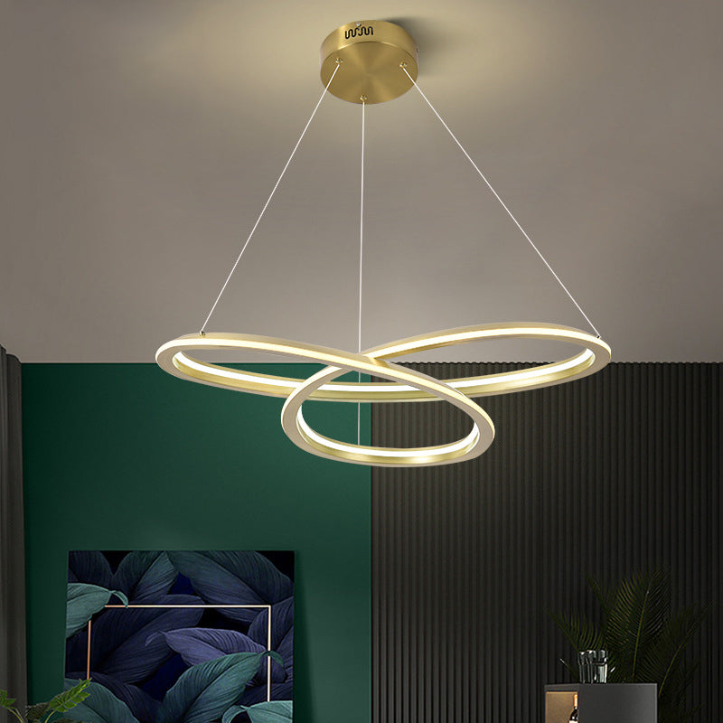 Lampadario in alluminio elettroplato a pendente lineare a LED di lusso moderno con tonalità in silicone