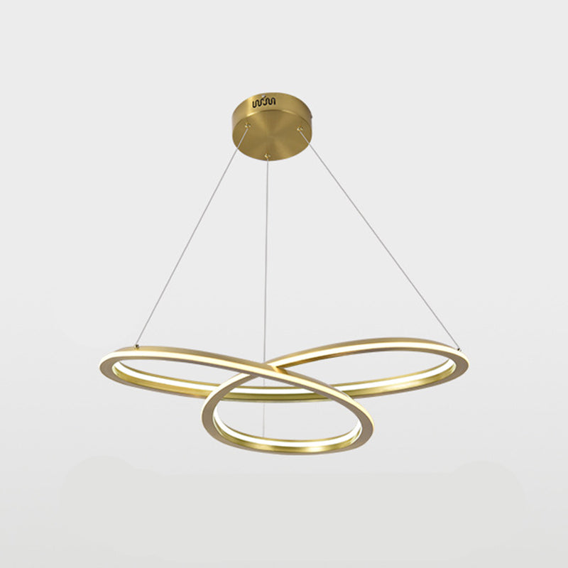 Lampadario in alluminio elettroplato a pendente lineare a LED di lusso moderno con tonalità in silicone