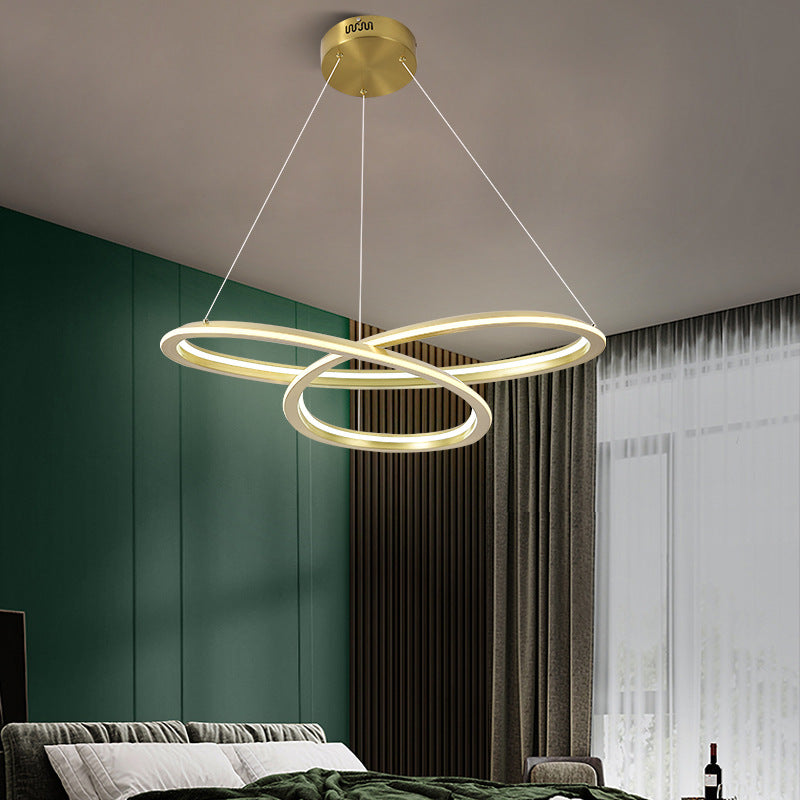 Lampadario in alluminio elettroplato a pendente lineare a LED di lusso moderno con tonalità in silicone